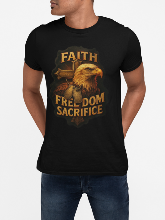 Faith Freedom Sacrifice Unisex Christian Patriotic T-Shirt