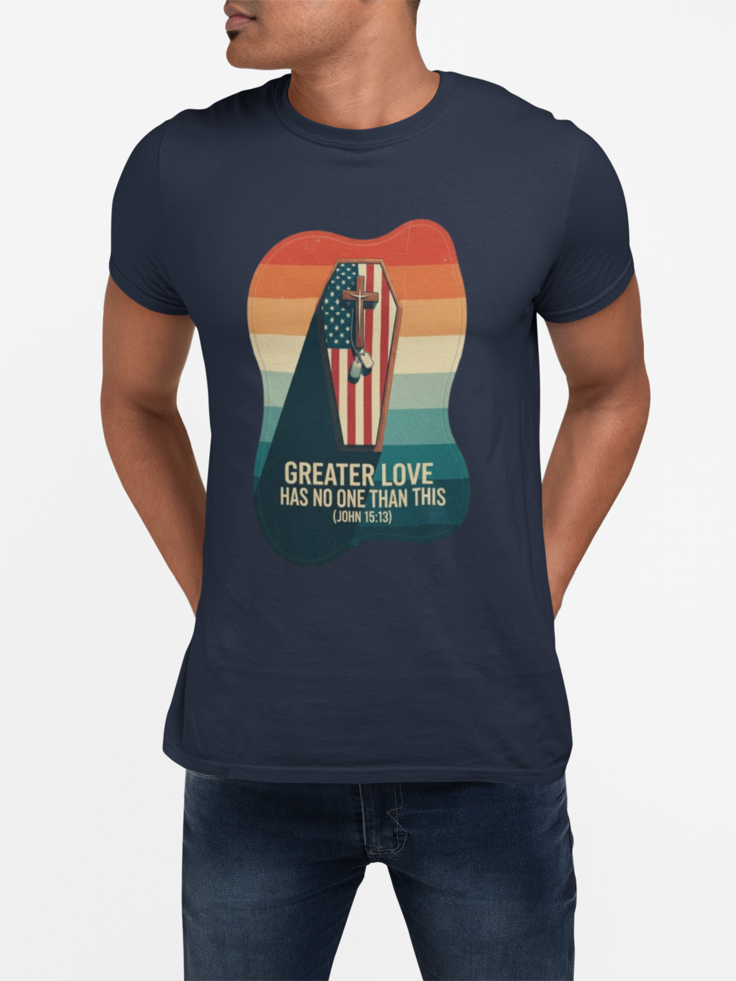 A039 - Greater Love Has No One Than This, Unisex Softstyle Christian Patriotic T-Shirt