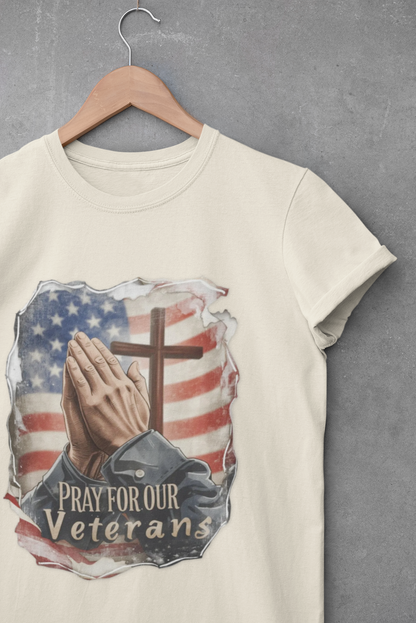 A042 - Pray for Our Veterans Christian Patriotic T-Shirt