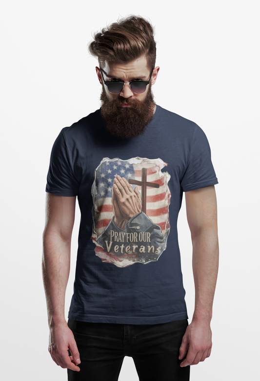 Pray For Our Veterans Christian Patriotic T-Shirt