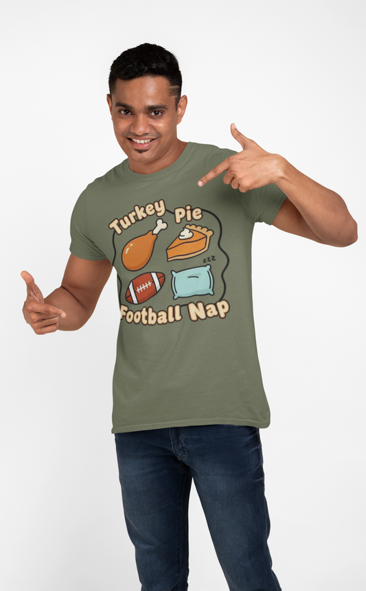 Turkey, Pie, Football, Nap Thanksgiving Fun Unisex T-Shirt