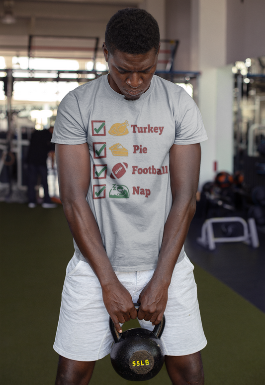 Turkey Pie Football Nap Thanksgiving Checklist T-Shirt