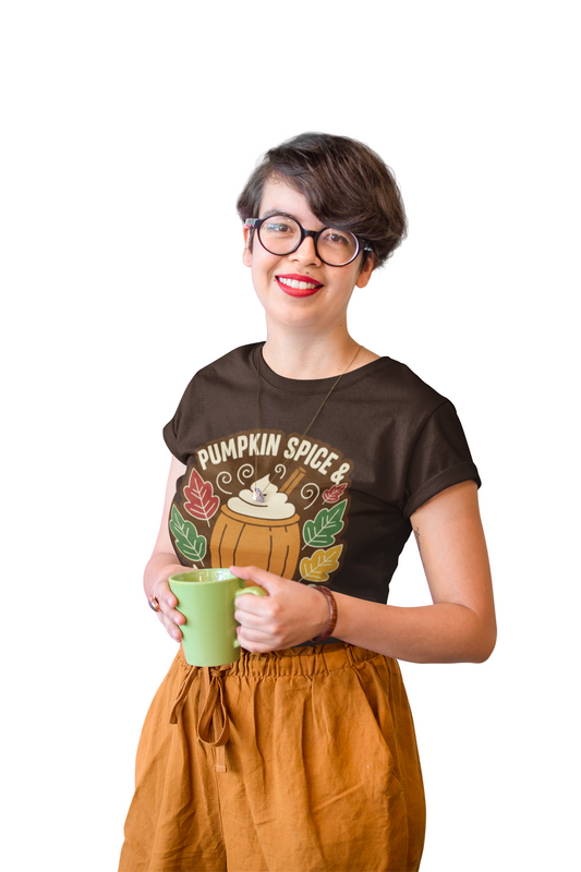 Pumpkin Spice & Thankful Vibes Autumn Fashion T-Shirt