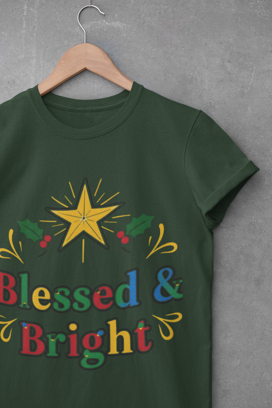 Blessed & Bright Unisex Softstyle Christian Christmas T-Shirt