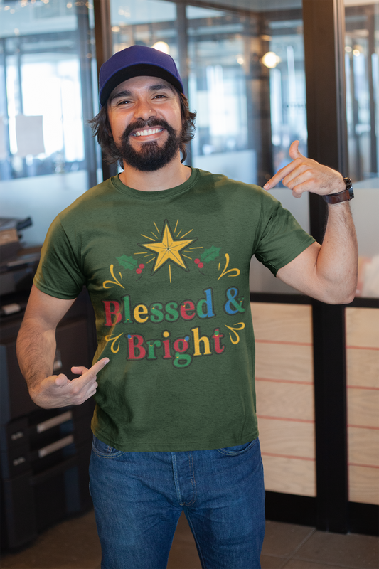 Blessed & Bright Unisex Softstyle Christian Christmas T-Shirt