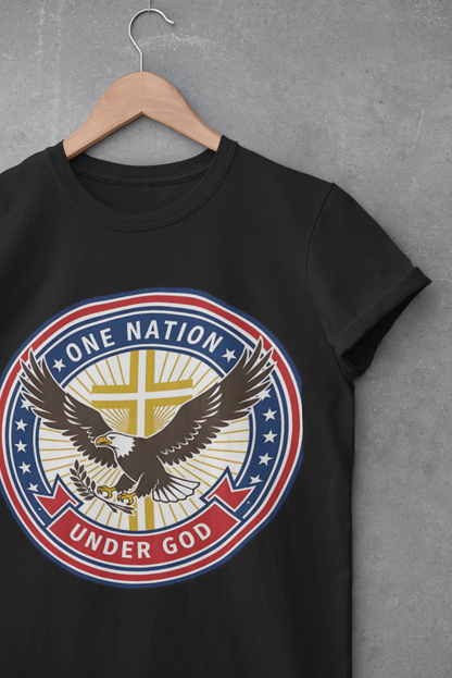 One Nation Under God Christian Patriotic Eagle Cross T-Shirt