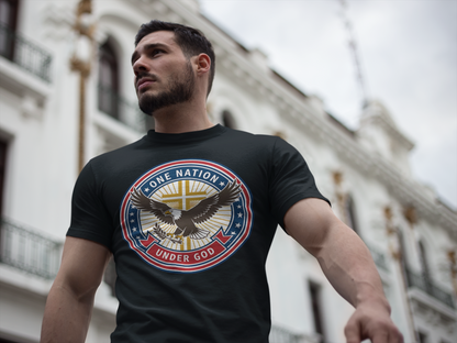 One Nation Under God Christian Patriotic Eagle Cross T-Shirt