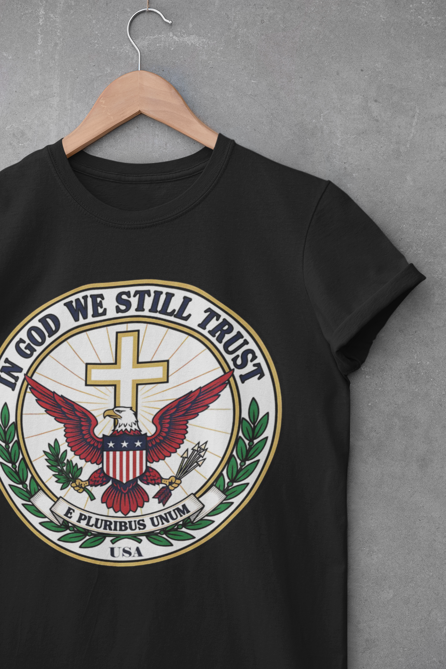 In God We Still Trust — Christian Eagle Cross Patriotic T-Shirt