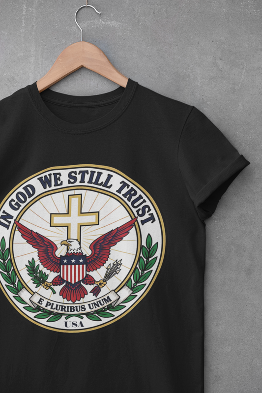 In God We Still Trust — Christian Eagle Cross Patriotic T-Shirt