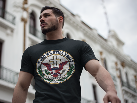 In God We Still Trust — Christian Eagle Cross Patriotic T-Shirt