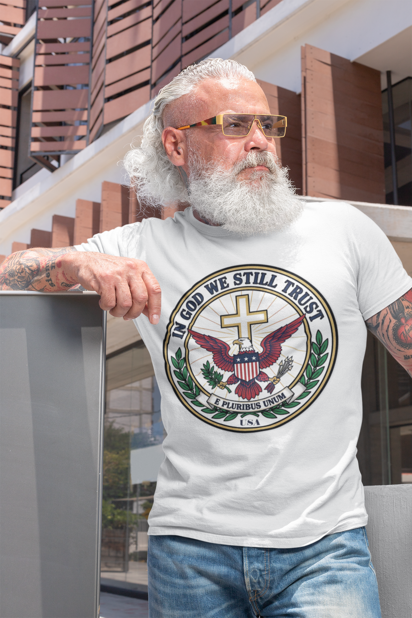 In God We Still Trust — Christian Eagle Cross Patriotic T-Shirt