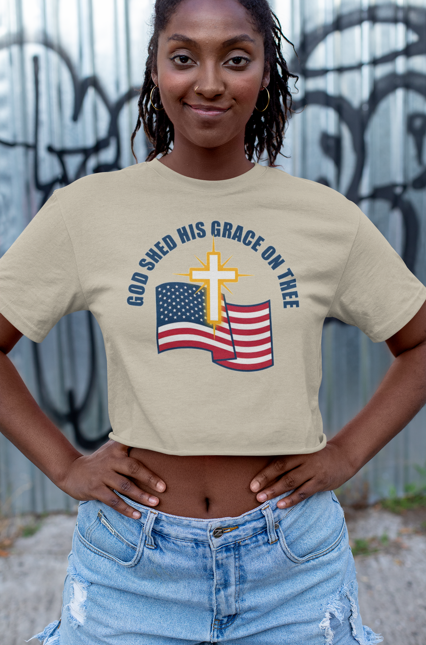 God Shed His Grace on Thee Christian Patriotic T-Shirt