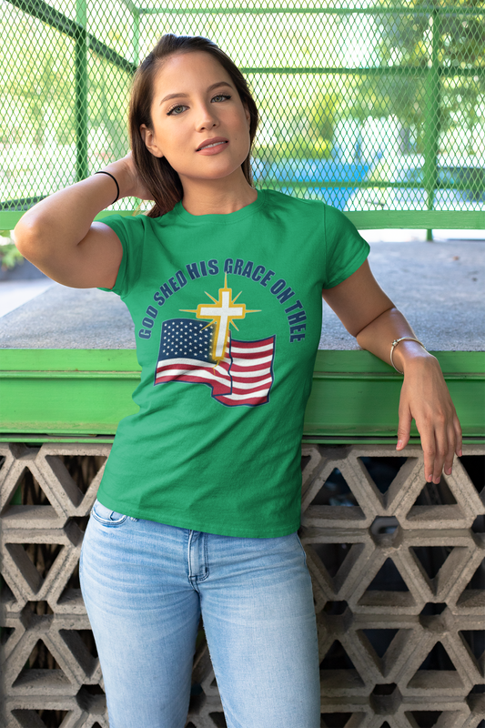 God Shed His Grace on Thee Christian Patriotic T-Shirt