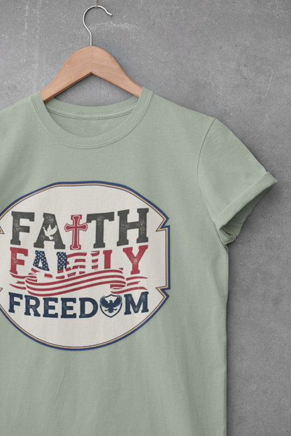Faith Family Freedom T-Shirt — Patriotic Christian Tee