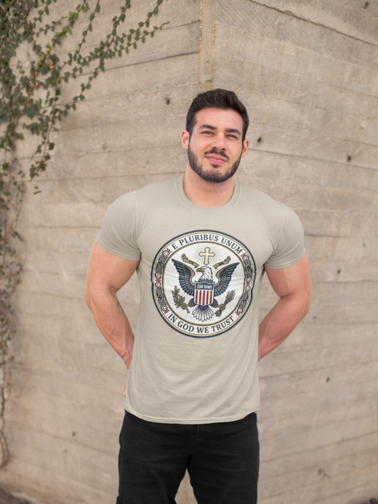 USA 250 Years • Patriotic Presidential Seal T-Shirt • E Pluribus Unum • In God We Trust
