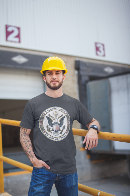USA 250 Years • Patriotic Presidential Seal T-Shirt • E Pluribus Unum • In God We Trust