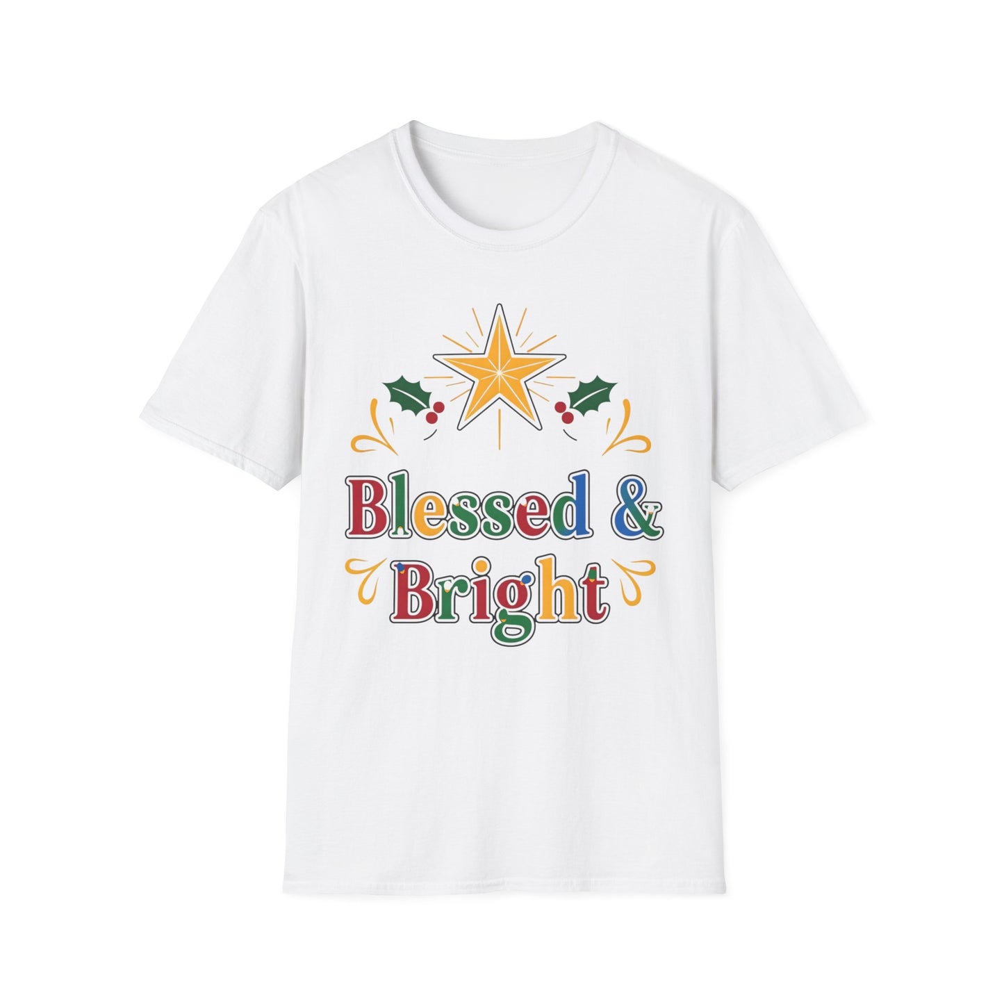 A084 - Blessed & Bright Unisex Softstyle Christian Christmas T-Shirt