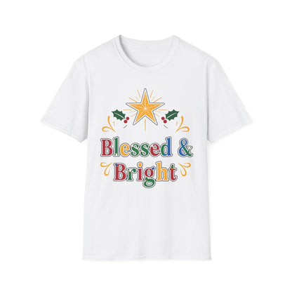 A084 - Blessed & Bright Unisex Softstyle Christian Christmas T-Shirt