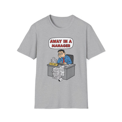 Away in a Manager Typo Dept Funny Office Humor Christmas T-Shirt