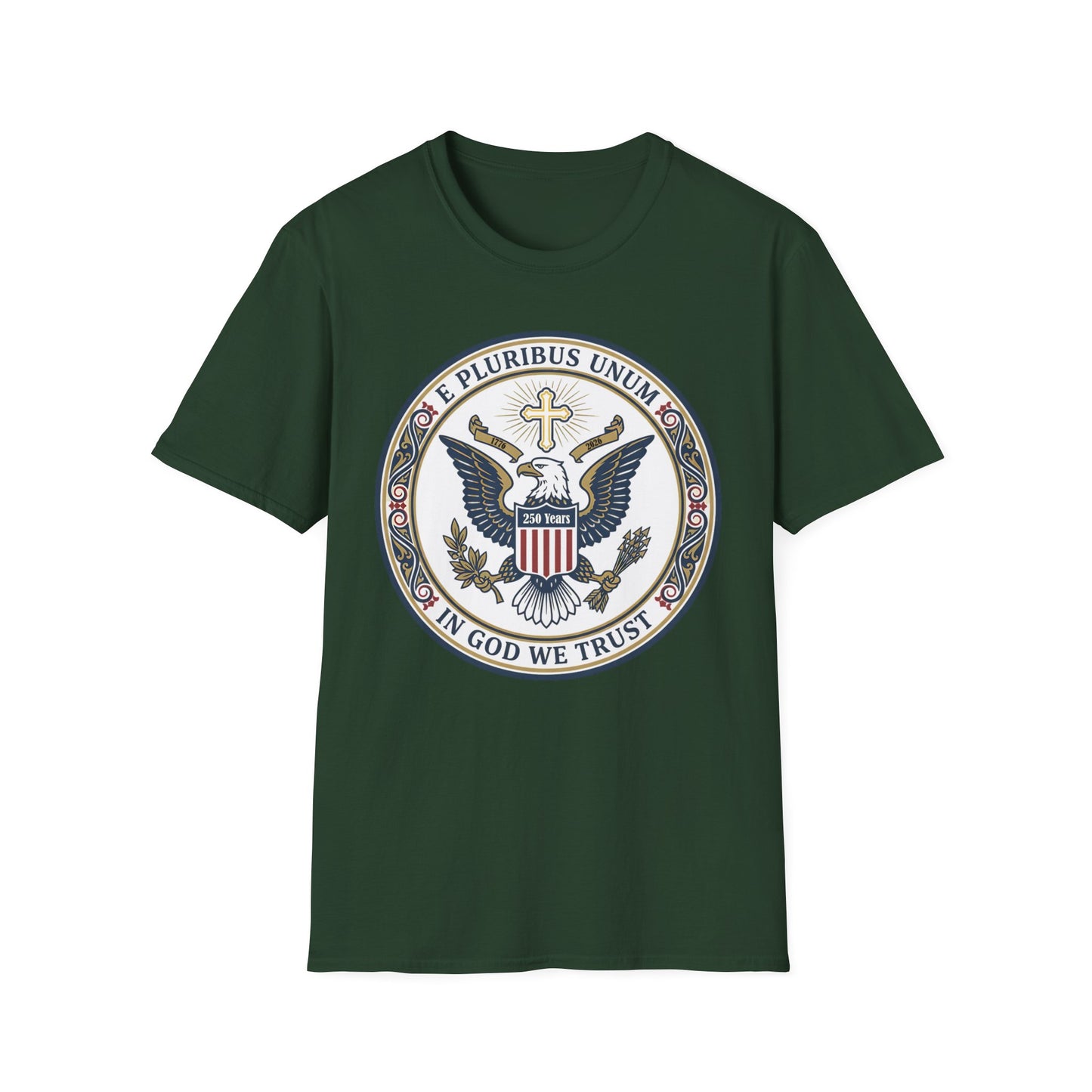 USA 250 Years • Patriotic Presidential Seal T-Shirt • E Pluribus Unum • In God We Trust