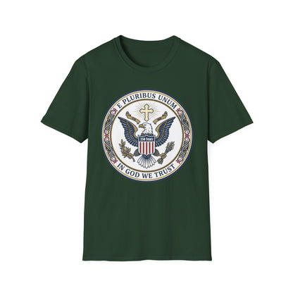 USA 250 Years • Patriotic Presidential Seal T-Shirt • E Pluribus Unum • In God We Trust