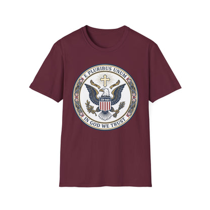 USA 250 Years • Patriotic Presidential Seal T-Shirt • E Pluribus Unum • In God We Trust
