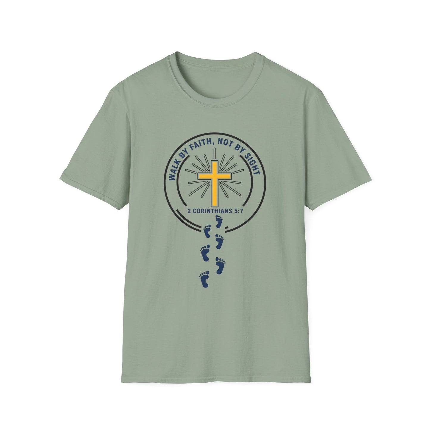 A112 - Walk by Faith Not by Sight Inspirational Christian T-Shirt 2 Corinthians 5:7