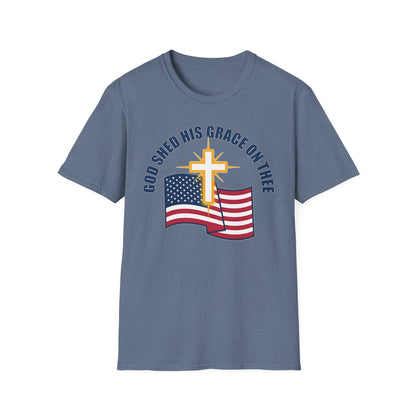 God Shed His Grace on Thee Christian Patriotic T-Shirt