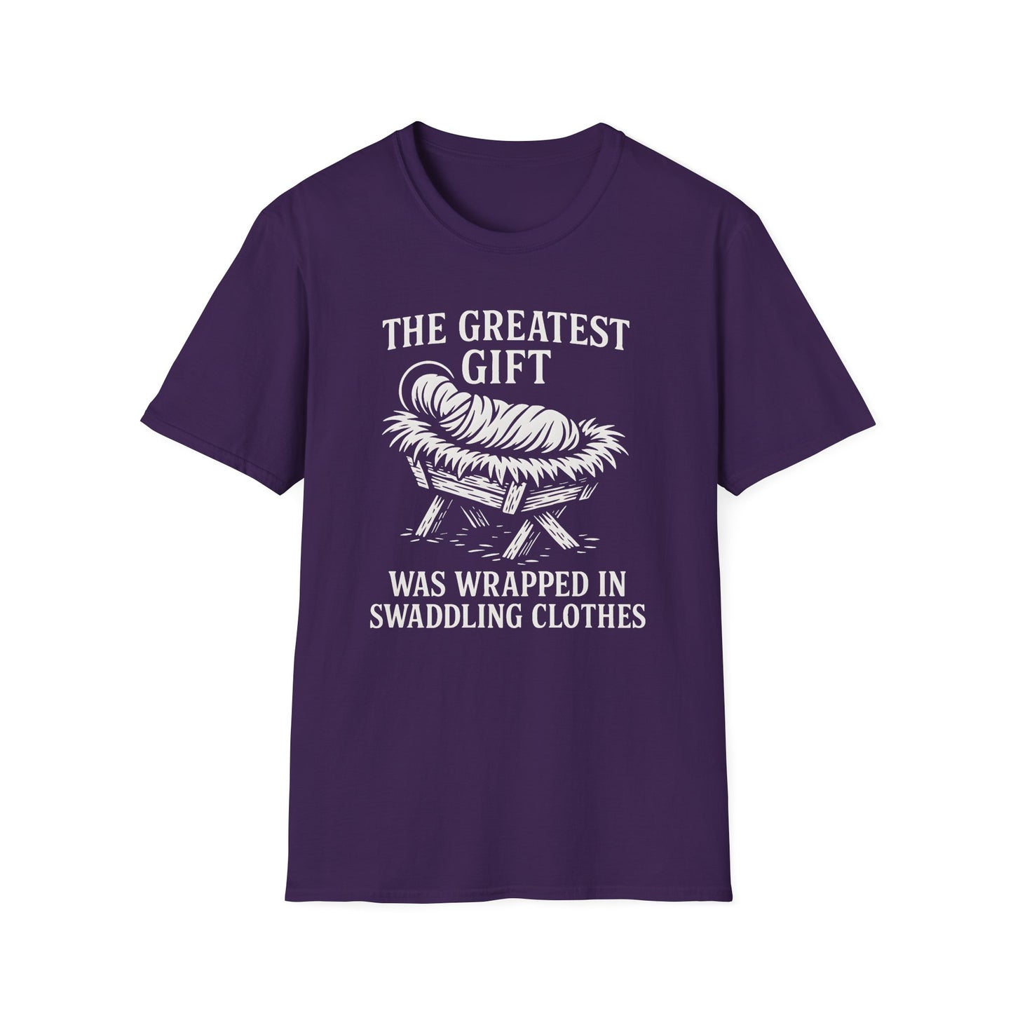 A065V2 - The Greatest Gift Was Wrapped in Swaddling Clothes Christian Christmas T-Shirt