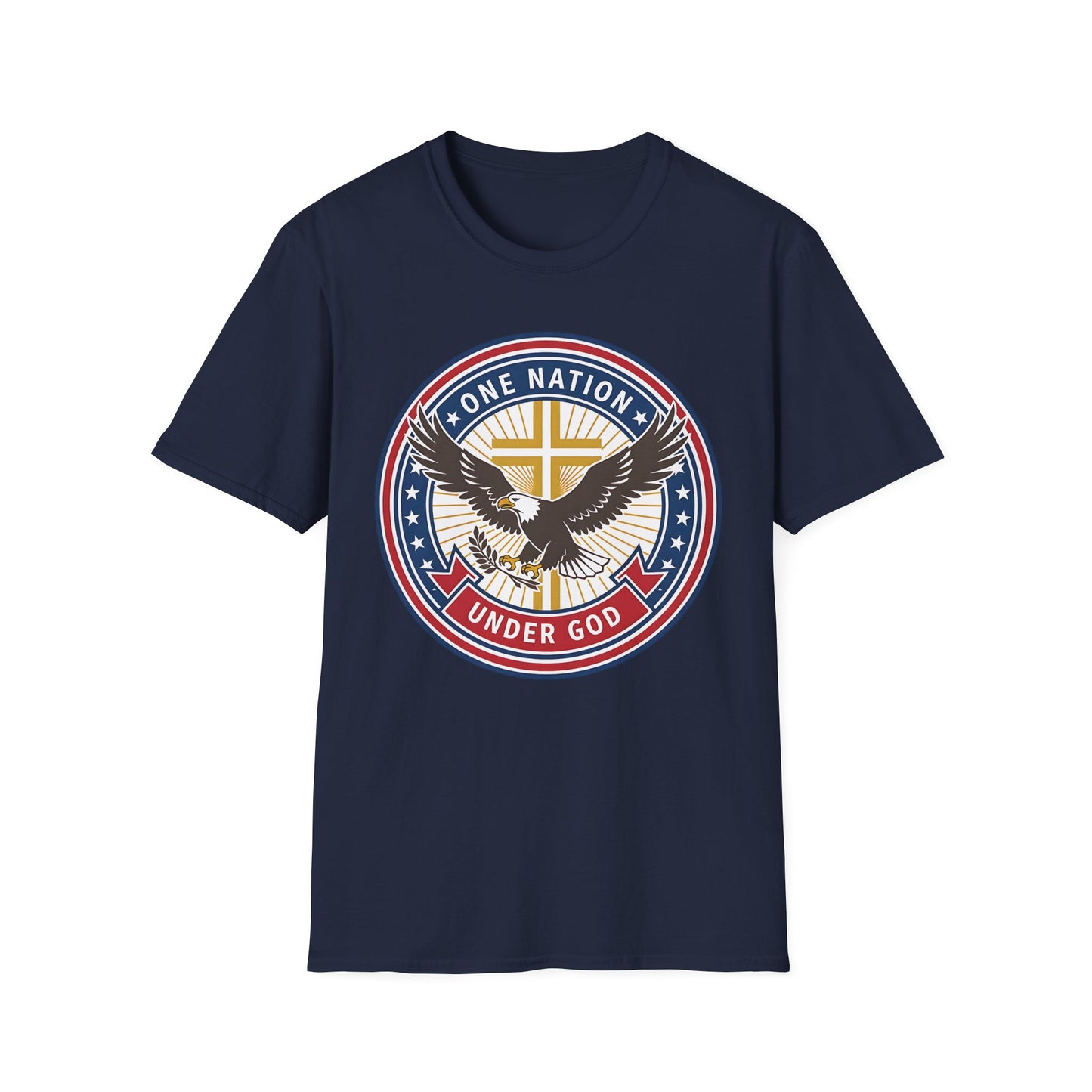 One Nation Under God Christian Patriotic Eagle Cross T-Shirt