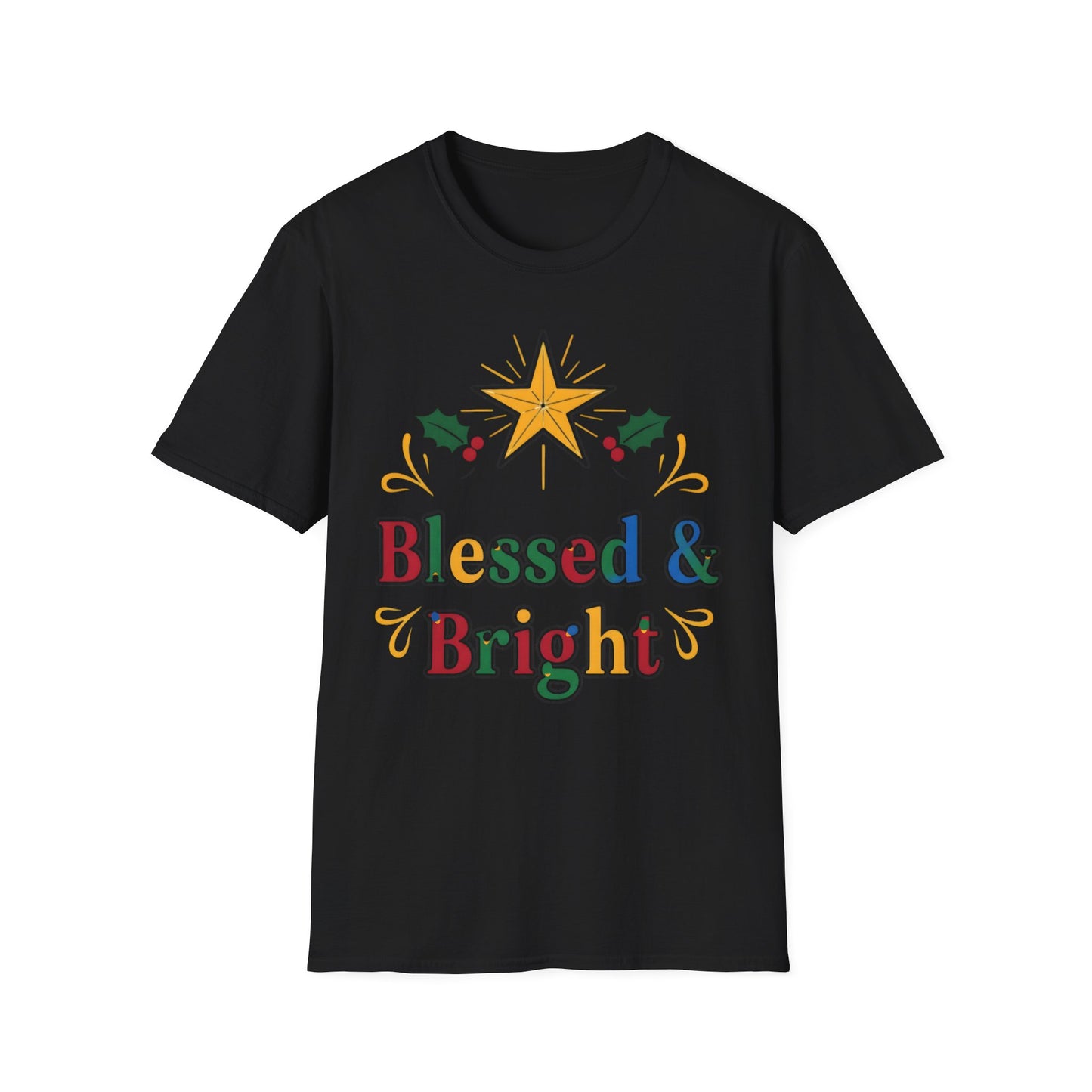 A084 - Blessed & Bright Unisex Softstyle Christian Christmas T-Shirt
