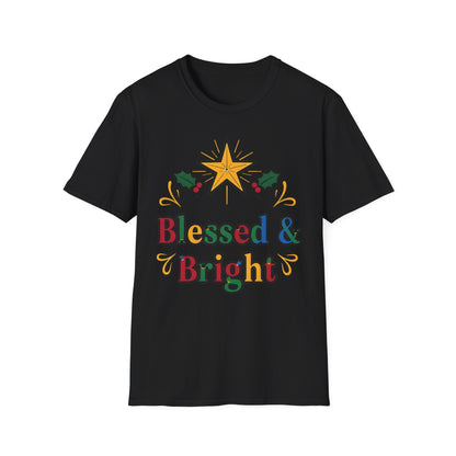 A084 - Blessed & Bright Unisex Softstyle Christian Christmas T-Shirt