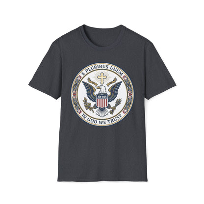 A175V2 - USA 250 Years • Patriotic Presidential Seal T-Shirt • E Pluribus Unum • In God We Trust