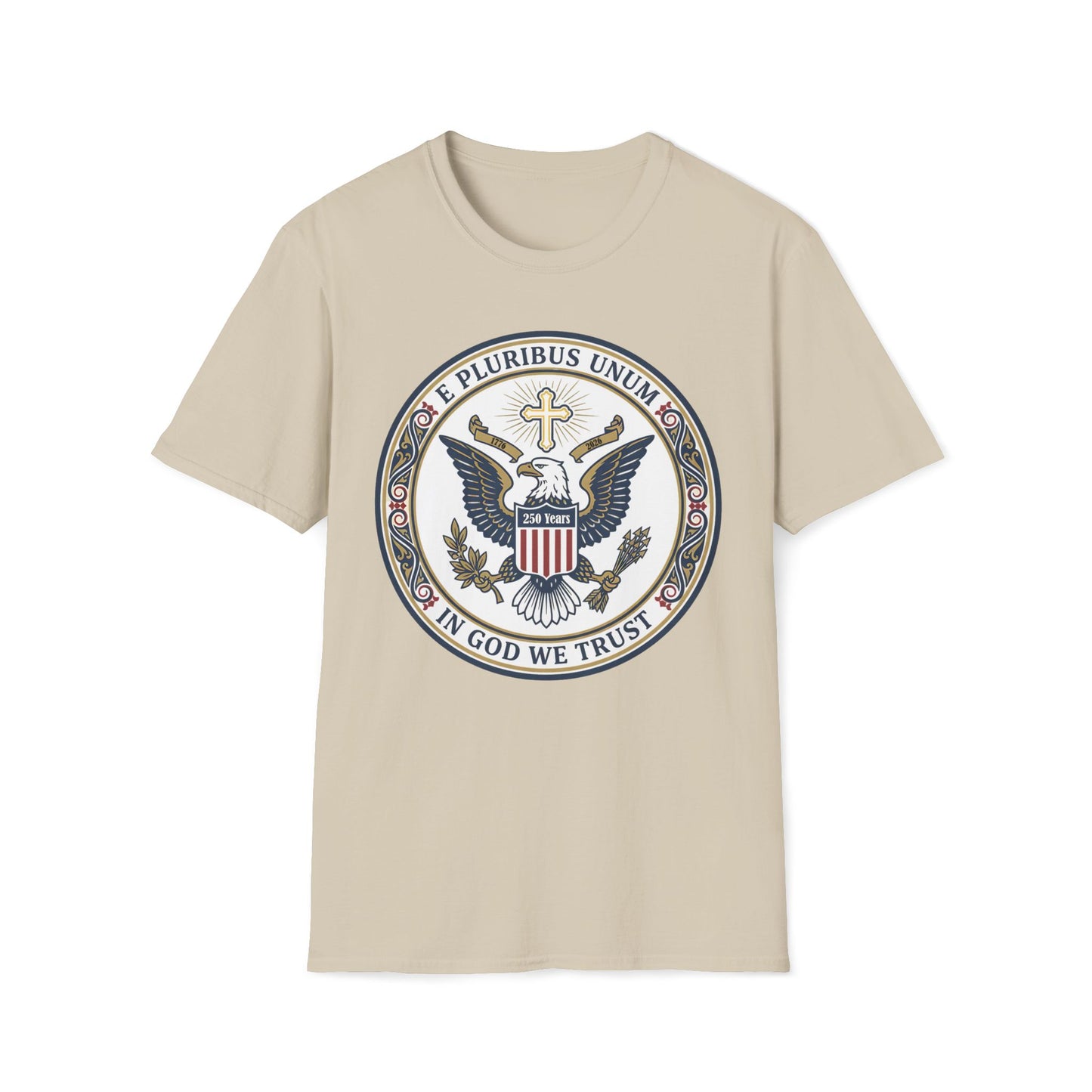 A175V2 - USA 250 Years • Patriotic Presidential Seal T-Shirt • E Pluribus Unum • In God We Trust