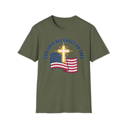 God Shed His Grace on Thee Christian Patriotic T-Shirt