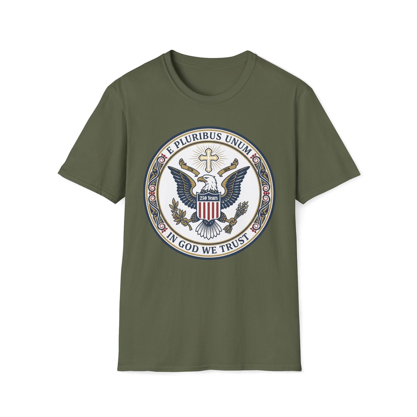 A175V2 - USA 250 Years • Patriotic Presidential Seal T-Shirt • E Pluribus Unum • In God We Trust
