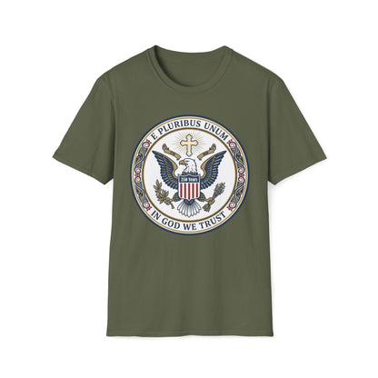 A175V2 - USA 250 Years • Patriotic Presidential Seal T-Shirt • E Pluribus Unum • In God We Trust