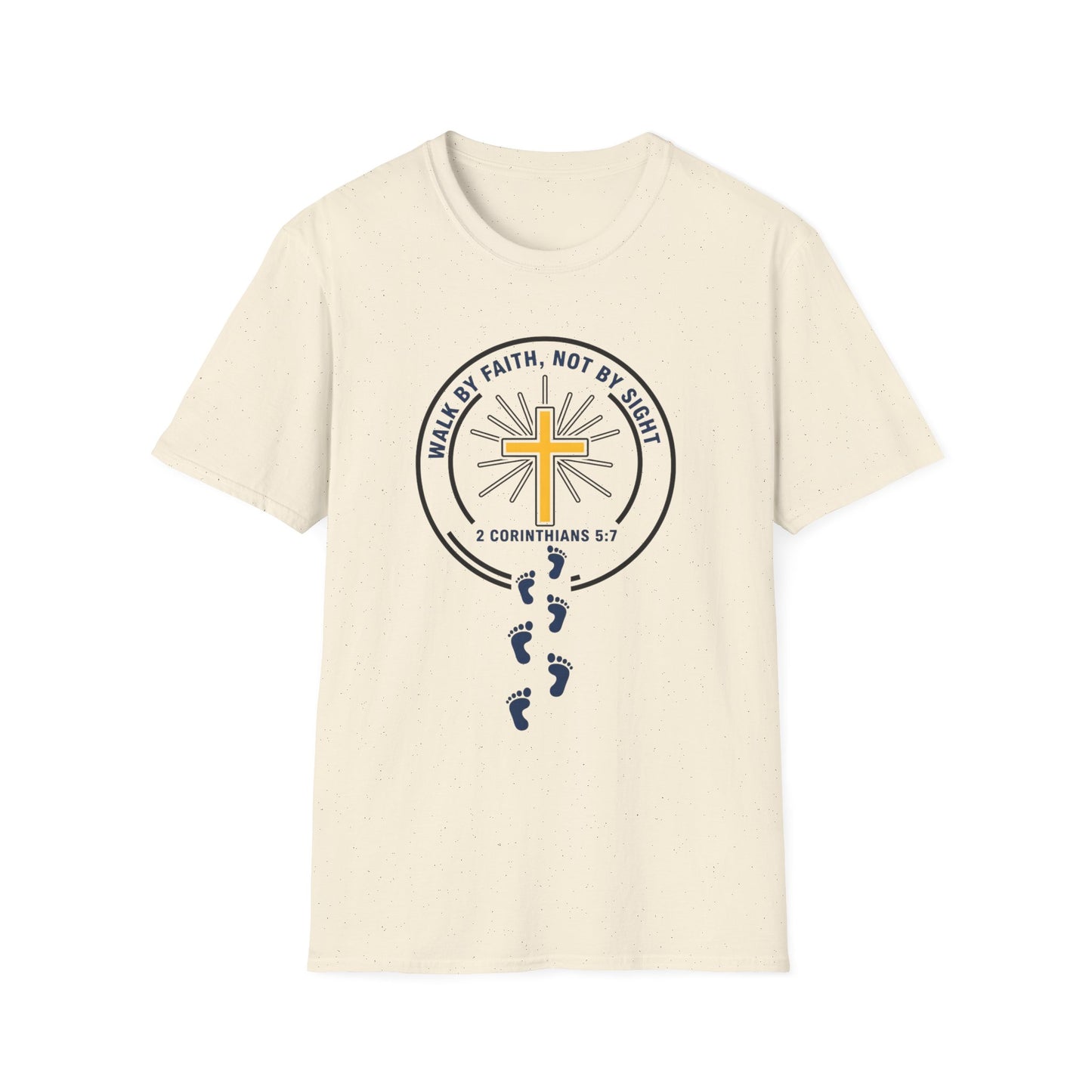 A112 - Walk by Faith Not by Sight Inspirational Christian T-Shirt 2 Corinthians 5:7