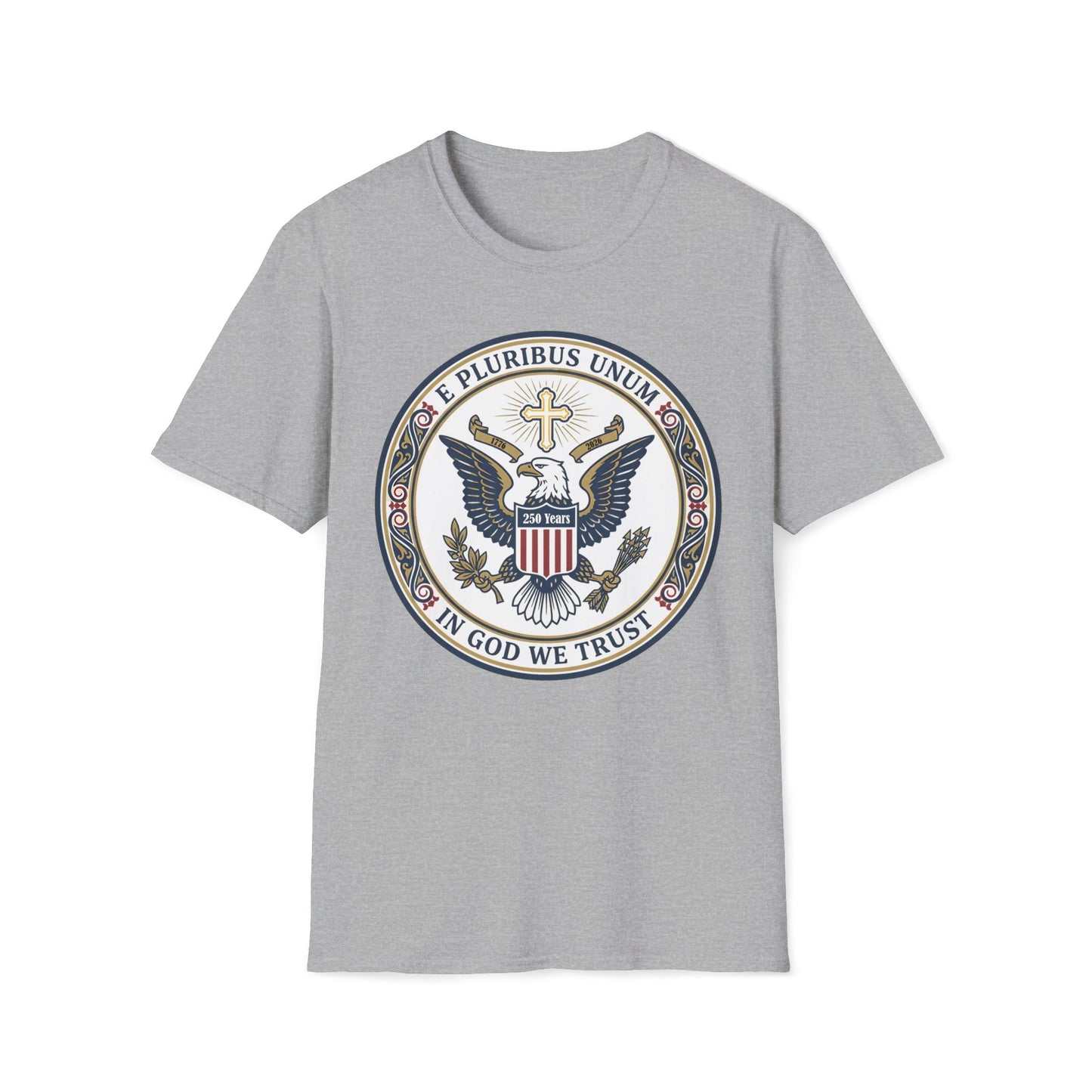 A175V2 - USA 250 Years • Patriotic Presidential Seal T-Shirt • E Pluribus Unum • In God We Trust
