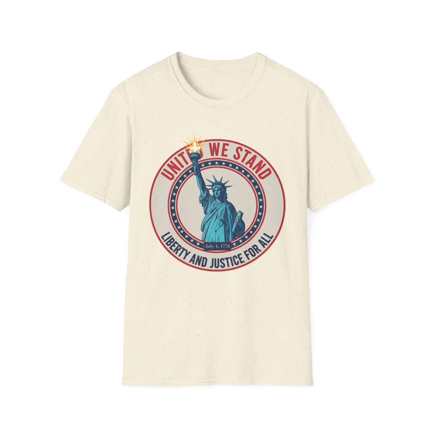 United We Stand Statue of Liberty Patriotic T-Shirt — Liberty and Justice for All