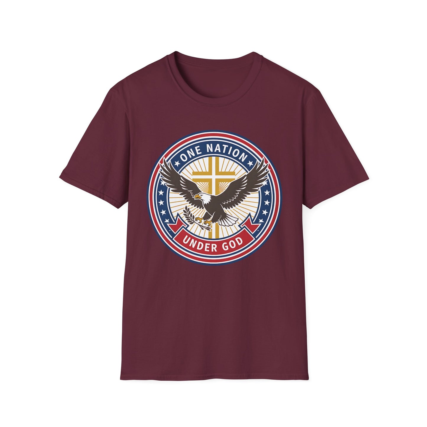 One Nation Under God Christian Patriotic Eagle Cross T-Shirt