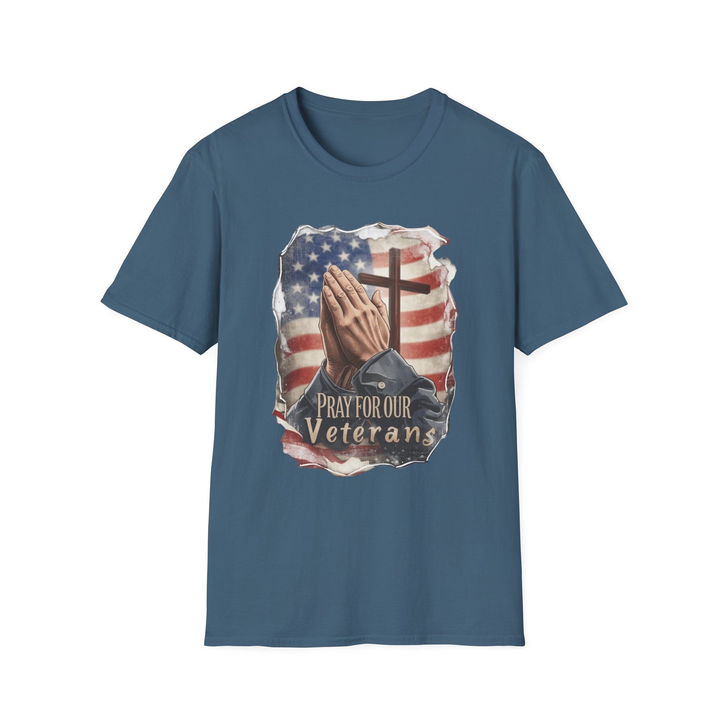 A042 - Pray for Our Veterans Christian Patriotic T-Shirt