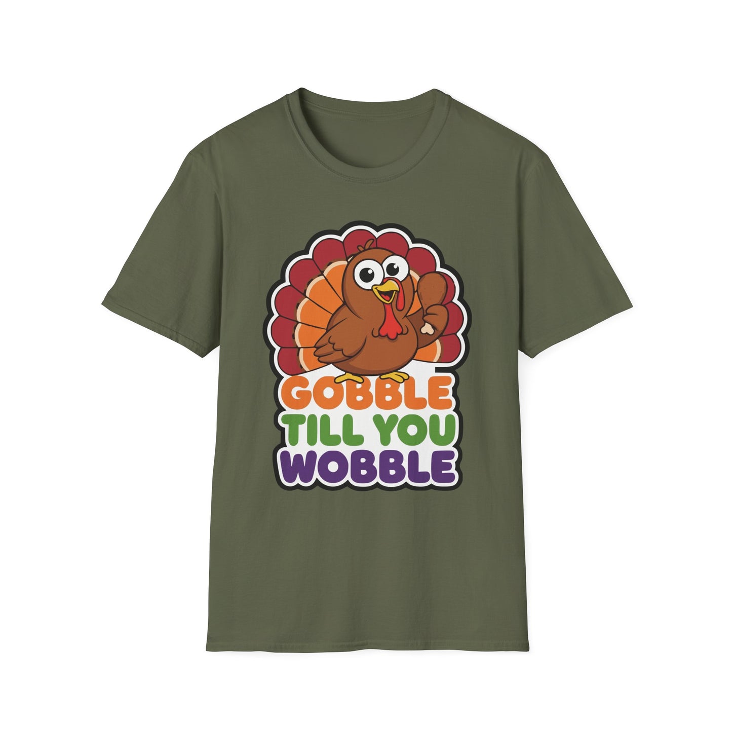 A048 - Gobble till You Wobble Humorous Thanksgiving Turkey T-Shirt