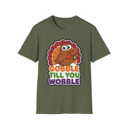 A048 - Gobble till You Wobble Humorous Thanksgiving Turkey T-Shirt