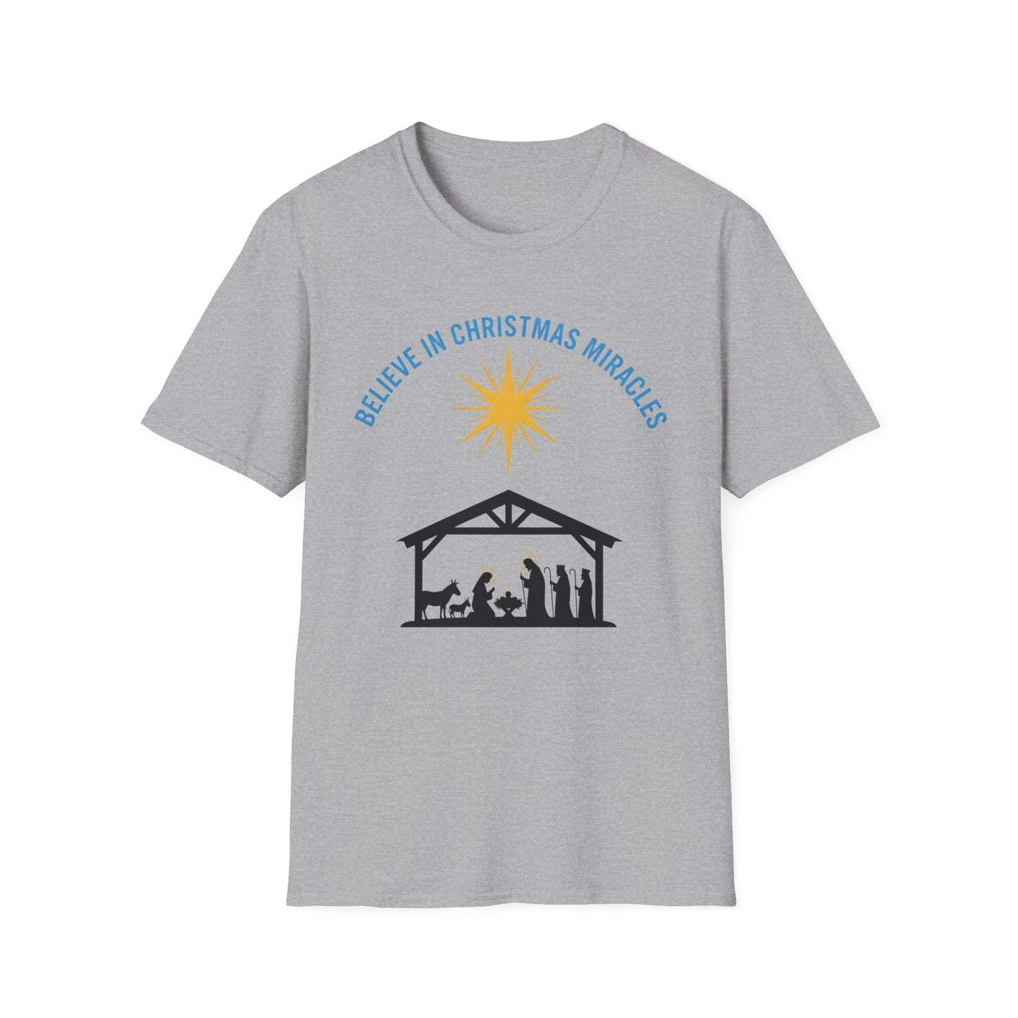 A066 - Believe in Christmas Miracles Christian Nativity T-Shirt