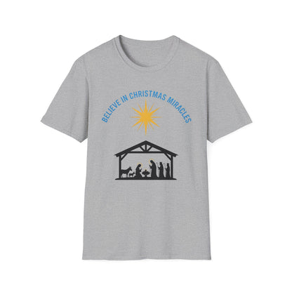 A066 - Believe in Christmas Miracles Christian Nativity T-Shirt