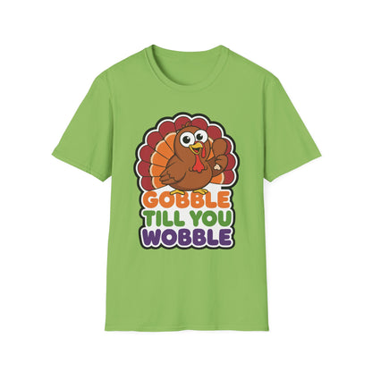A048 - Gobble till You Wobble Humorous Thanksgiving Turkey T-Shirt