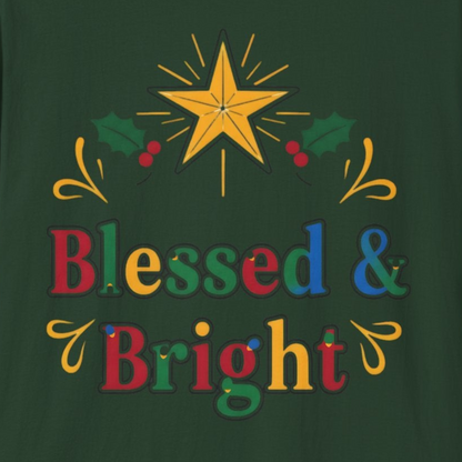 A084 - Blessed & Bright Unisex Softstyle Christian Christmas T-Shirt