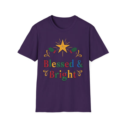 A084 - Blessed & Bright Unisex Softstyle Christian Christmas T-Shirt