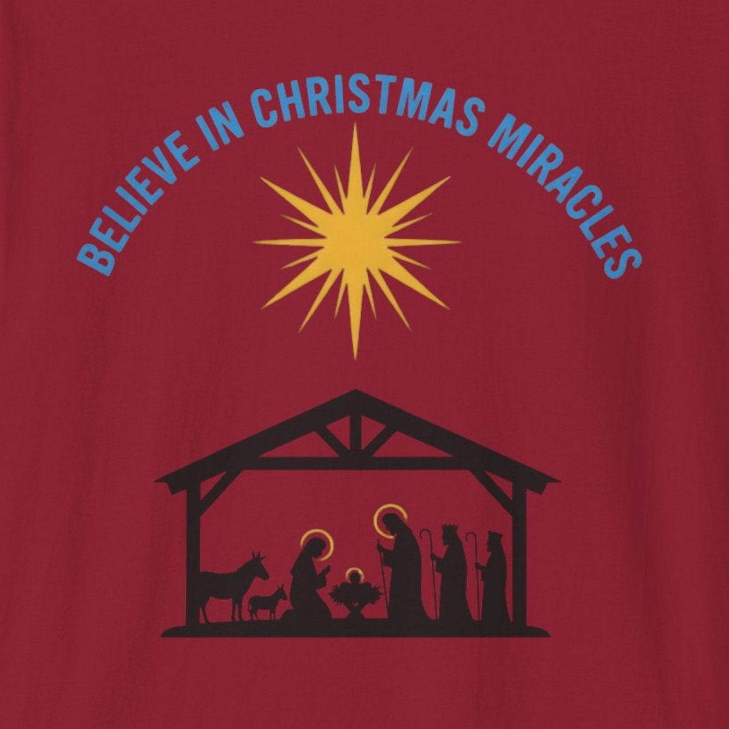 A066 - Believe in Christmas Miracles Christian Nativity T-Shirt